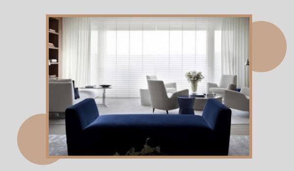 Recamier na cor  azul decorando sala de visitas - Designer Único